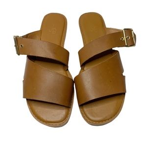 Franco Sarto Brown Leather Gevira 2 Slip On Sandals Size 10M